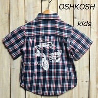 OSHKOSH オシュコシュ バックプリント チェックBDシャツ 90 キッズ 子供服 ⑮