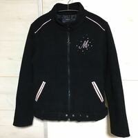 日本製 MILK ミルク ウール メルトン ライダース ジャケット 黒×光沢ピンク 美品 管理C726