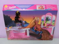 バービー 1996年 Hula Hair シャンプー&スタイル ヘアサロン 家具 鏡台 未使用 Barbie 90s Vintage MATTEL ビンテージ 家 人形 フラ ハワイ