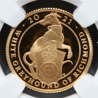 【最高鑑定！】2021年 イギリス クイーンズビースト グレイハウンド 25ポンド プルーフ 金貨 NGC PF70 UC 専用BOX付 アンティークコイン