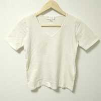 F2145L◇JILL STUART ジルスチュアート◇サイズＭ 半袖Tシャツ Tシャツ カットソー ホワイト レディース シンプル 日本製 無地 Vネック