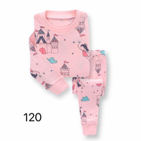 7091-120 プリンセス　お城柄　女の子　パジャマセット(120) ピンク色
