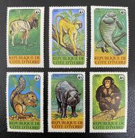 アイボリーコースト　リス　カバ　チンパンジー　マナティー　オリーブコロブス　ソメワケダイカー　WWF 世界自然保護基金 4種完 未使用 NH