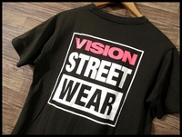 送料無料 G② VISION STREET WEAR ヴィジョン ストリート ウエア ロゴ 刺繍 バック プリント 半袖 Tシャツ カットソー M スミクロ