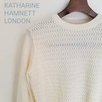 KATHARINE HAMNETT LONDON キャサリンハムネットロンドン ニット セーター トップス シアー 長袖 レディース サイズM オフホワイト m215