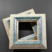 額縁　２枚セット 正方形　１０センチ　木製　ナイルブルー　水彩画・デッサン画に　アートフレーム