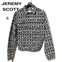 JEREMY SCOTT デニムジャケット スカル総柄 USA製 S/ジェレミースコット Voodoo Skull ストレッチ Gジャン