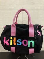 ■【YS-1】 キットソン ハンドバッグ ■ 黒系 ピンク ショルダーバッグ 縦23cm×横34cm ■ Kitson 【東京発 手渡し可能】K■