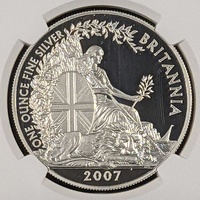 【2007年版ブリタニアとライオン】イギリス 2£ 1オンス 銀貨 NGC PF69 英国 ロイヤル ミント アンティーク モダン コイン メダル ウナ