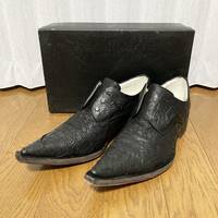[HIROMU TAKAHARA] 圧縮加工 レザーヒールシューズ 42 ブラック 革靴 ブーツ 日本製 ヒロムタカハラ