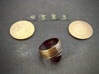 11号　 コインリング　 カラス1銭黄銅貨使用 　ハンドメイド手作り指輪 　1点物です（4583）送料無料 他にも銀貨や銅貨の指輪を出品中