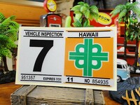 ハワイの車検バンパーステッカー　レプリカ（7月）　アメリカ雑貨 アメリカン雑貨