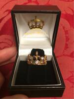 ROYALORDERピンクゴールドクラウンダイヤリング付属品全てありプレゼントにも。中古美品ロイヤルオーダー王冠リング婚約指輪#5。8号サイズ