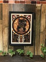 金運アップ 縁起物 左手 可愛い 招き猫 黒ネコ 赤 達磨 商売繁盛 アートポスター A4サイズ アートフレーム