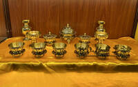 「松山仏具工房出品」密教法具 一面器 真鍮製 鋤彫仕様 大々型 13点セット 