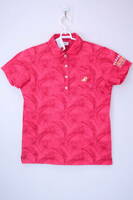 【感謝セール】PARADISO(パラディーゾ) ポロシャツ 赤ボタニカル柄 レディース M ゴルフウェア 2112-0055 中古