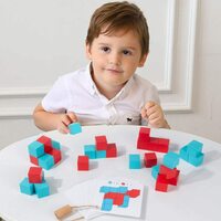 知育玩具 木製パズル 積み木　想像力　算数　親子　ブロック 立方体 30個