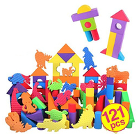 積み木 121ピース　想像力 動物玩具　柔軟 ブロック　DIY　知育　収納付き