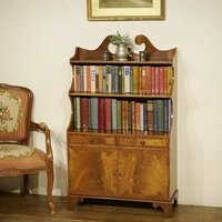 英国イギリスアンティーク家具 オープンブックケース 書棚 本棚 引出し・扉収納付き A170