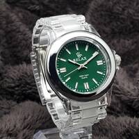 RELAX リラックス 王冠ロゴ OP32 腕時計 オールスターパーペチュアル カラー色は遊び心があり魅力的モデル グリーン文字盤 所ジョージ