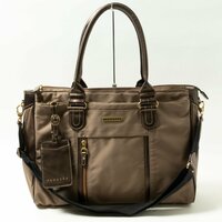 PROGRES トートバック 2WAY ショルダーベルト プログレ ビジネスバッグ ブラウン 茶 パスケース ブリーフケース bag 鞄 婦人 レディース