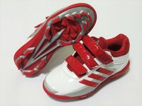 adidas ADIZERO 野球 スパイク ジュニア ベルクロ 白 赤 19cm アディダス アディゼロ スピード ポイント ロー K AC eg2396