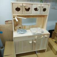即決/ 未使用/ ままごとキッチン キッチンセット 日本製 職人手作り 木製