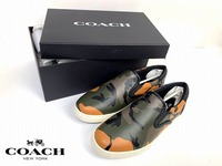 新品★送料無料★ コーチ メンズ COACH カモフラージュ レザー スリッポン 靴 定価43000円
