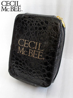 CECIL McBEE セシルマクビー ロゴ マルチバッグ エコバック トートバック コンパクト収納　クロコダイル調　ハート　ブラック/ゴールド