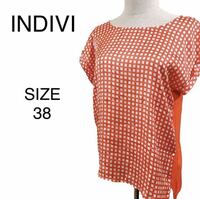 IK44 INDIVI インディヴィ WORLD ワールド トップス レッド チェック柄 サイズ38 M ノースリーブシャツ 袖無しシャツ 送料無料