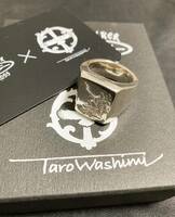 [Taro Washimi×TRAVIS WALKER] Canvas Ring w/ Arabesque 手打ち唐草彫り 印台 シルバーキャンバスリング 18号 30.2g SV925 鷲見太郎
