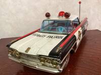 当時物　ブリキ　米澤玩具　ハイウェイパトロールカー　車種: オールズモビル　OLDS MOBILE(1960年代) 付属品:箱付き(複製)