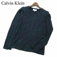 Calvin Klein カルバンクライン 通年 総柄★ 長袖 Vネック カットソー Tシャツ Sz.M　メンズ　A3T01060_2#F