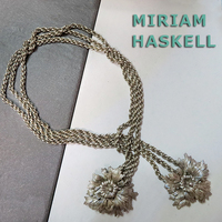 ◆ミリアムハスケル：古色銀色・花のラリアット：ヴィンテージコスチュームジュエリー：Miriam Haskell