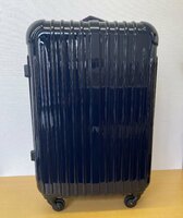 【撮影サンプル品】 スーツケース 中型 軽量 キャリーバッグ 旅行 おしゃれ ファスナー TY001 ネイビー Mサイズ TSA [057]