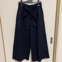 送料無料　JILL STUART ジル スチュアート ワイド パンツ サイズ 2 ネイビー レディース 紺　ズボン　ウエスト　リボン　Sサイズ