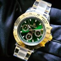 【本日限定】RELAX●リラックス 王冠ロゴ D28 腕時計 クロノ 鮮やかなグリーンカラーが大変魅力的なモデル グリーンダイヤル文字盤
