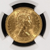 【特価!!】1958年 イギリス 金貨 1ソブリン NGC MS65 ロイヤルミント 英国