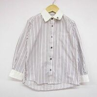 エル 長袖ストライプ ワイシャツ カットソー 男の子用 110サイズ 白マルチカラー キッズ 子供服 ELLE en noir