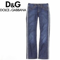 ◆D&G ドルチェ＆ガッバーナ ストレッチ サイドライン 切替 デニム パンツ ジーンズ インディゴ 24