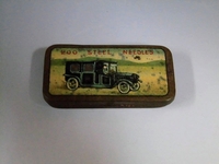 古い針缶　Ｔ型フォードの画　/蓄音機レコード針缶 ニードルケース ブリキ缶
