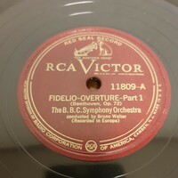 名盤！米ヴィクター12吋SP！ブルーノ・ワルターの指揮、BBC響の演奏によるベートーヴェン「フィデリオ 序曲」！軽い反りがあるも極美盤！