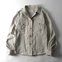 ハリス Harriss シンプルデザインで着回しやすい コットン100％ エポレット付きシャツジャケット 羽織りにも ベージュ l0412-1