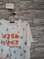 men's E551 ドラッグストアーズ drug store's 水彩画風 水玉 プリント 半袖 Tシャツ F ホワイト系