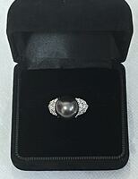 新品・未使用！外商扱い 100万 高級 南洋黒真珠 11mm & ダイヤモンド 0.45カラット 指輪　プラチナ リング　サイズ 14号