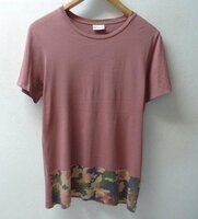 ◆DRIES VAN NOTEN ドリスヴァンノッテン 裾迷彩 クルーネック Tシャツ ピンク系 サイズS 希少