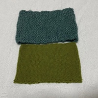 ハンドメイド 手編み ネックウォーマー グリーン系 ウール 男女兼用 二枚セット