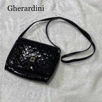 【2-82】ゲラルディーニ Gherardini エナメル レザー PVC ミニバッグ ショルダーバッグ ハンドバッグ 黒 ブラック レディースブランド 良品