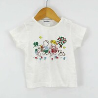 ファミリア 肩ボタン 半袖Tシャツ ファミ＆リアちゃん トップス 女の子用 90サイズ 白 ベビー 子供服 familiar