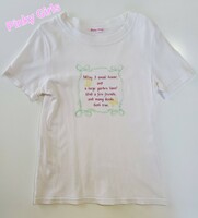 ピンキーガールズ 半袖 Tシャツ 白 レディースM ( 150 160 の高学年女子にも♪） リボン キラキラ ラメ バタフライ ブランド 可愛い 女の子